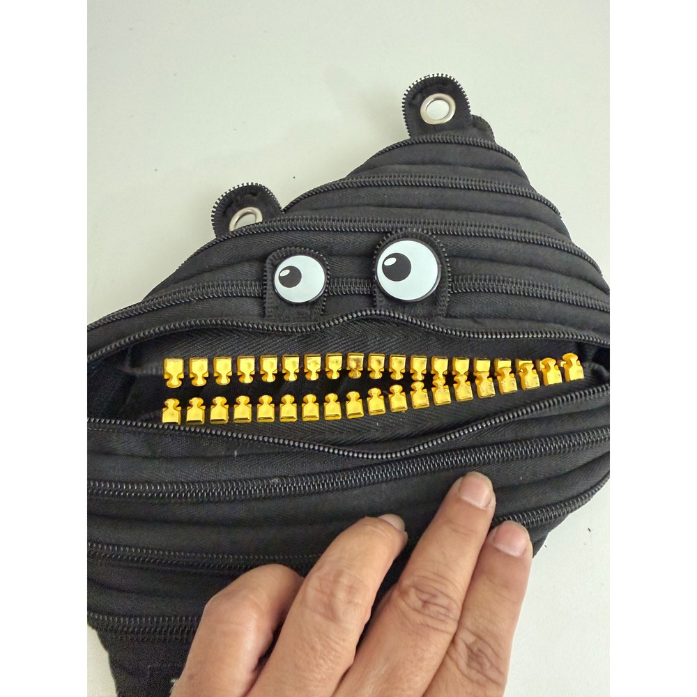 Zipit Monster Pouch Black Zipper Pencil Case Makeup Bag Gold Teeth ZP-PL-1